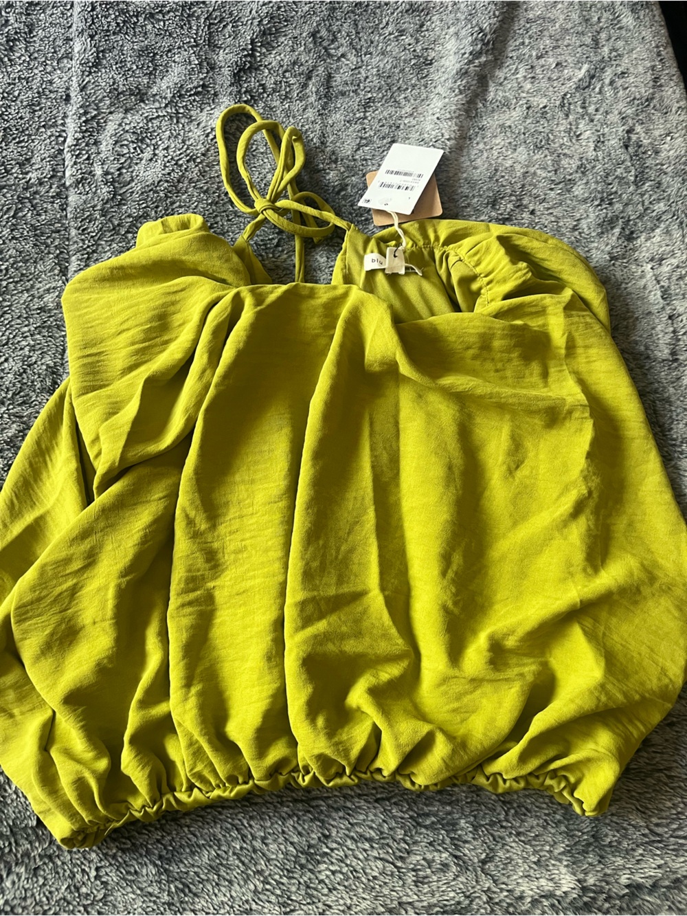 Blu Pepper Lime Green Bubble Hem Halter Tank